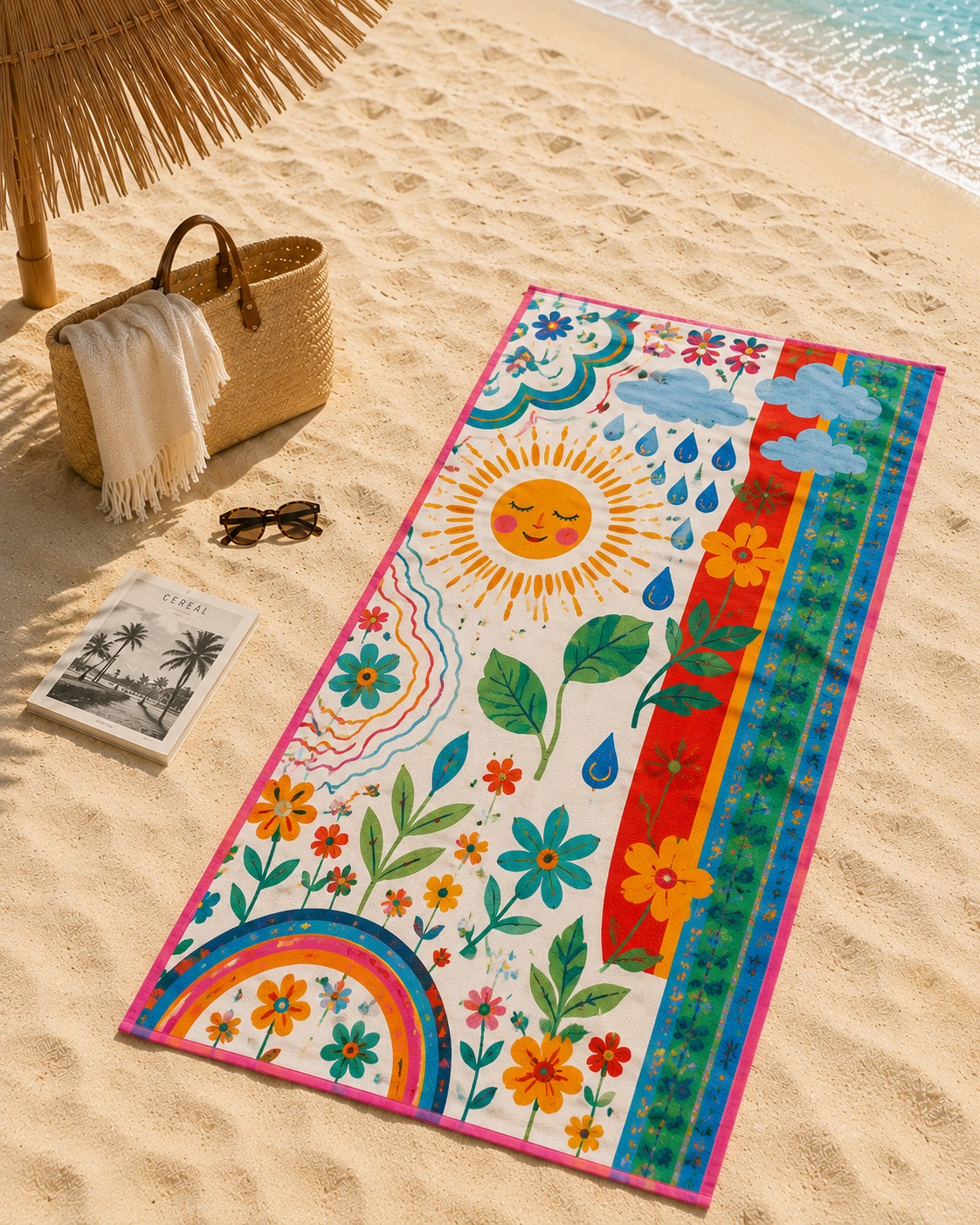 Sunshine Garden Beach Towel lifestyle image